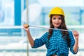 The young woman doing home improvements Royalty Free Stock Photo