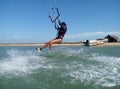 Young woman doing kitesurf Royalty Free Stock Photo