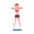 Young Woman Doing Morning Workout, People Activity Daily Routine Cartoon Style Vector Illustration on White Background