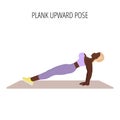 Young woman doing plank upward yoga asana