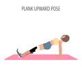 Young woman doing plank upward yoga asana