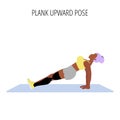 Young woman doing plank upward yoga asana