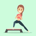 Young woman doing step exercise. Active lifestyle