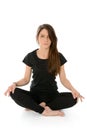 Young woman doing yoga asana Sukhasana easy sitting pose. Royalty Free Stock Photo