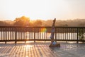 Young woman is doing yoga on the sunrise Royalty Free Stock Photo