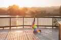 Young woman is doing yoga on the sunrise Royalty Free Stock Photo