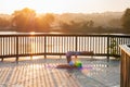 Young woman is doing yoga on the sunrise Royalty Free Stock Photo