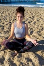 Yoga at a caifornia beach Royalty Free Stock Photo