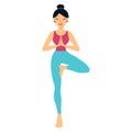 Young woman doing yoga exercise tree-pose Royalty Free Stock Photo