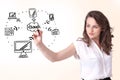 Young woman drawing a cloud computing on whiteboard Royalty Free Stock Photo