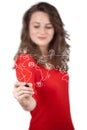 Young woman drawing a social map on whiteboard Royalty Free Stock Photo