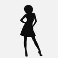Young woman in a dress. Black silhouette. Vector illustration Royalty Free Stock Photo