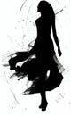 Young woman in a dress silhouette. Dancing woman illustration, female figure drawing Royalty Free Stock Photo