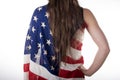 Young woman dressed with an American flag Royalty Free Stock Photo