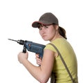 Young woman and drill