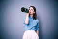 Young woman drinking champagne from a bottle Royalty Free Stock Photo