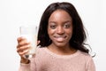 Young woman drinking a glass of fresh milk Royalty Free Stock Photo