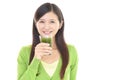 Woman drinking a glass of juice Royalty Free Stock Photo