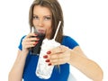 Young Woman Drinking High Sugar Fizzy Drink Royalty Free Stock Photo