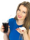 Young Woman Drinking High Sugar Fizzy Drink Royalty Free Stock Photo