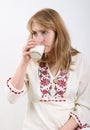 Young woman drinking milk Royalty Free Stock Photo