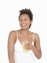 Young Woman Drinking Orange Juice Royalty Free Stock Photo