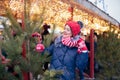 Young woman drinking punch on christmas market Royalty Free Stock Photo