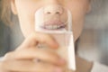 Young woman drinking water close up view Royalty Free Stock Photo