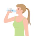 Young woman drinking water from plastic bottles. Royalty Free Stock Photo