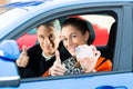 Young woman at driving lesson Royalty Free Stock Photo