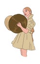 Young woman with Drum Cymbal Musical Instrument stock illustration