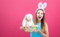 Young woman with Easter basket Royalty Free Stock Photo