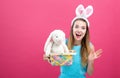 Young woman with Easter basket Royalty Free Stock Photo