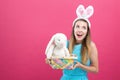 Young woman with Easter basket Royalty Free Stock Photo