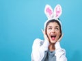 Young woman with Easter rabbit ears Royalty Free Stock Photo