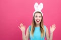 Young woman with Easter rabbit ears Royalty Free Stock Photo