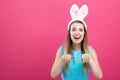 Young woman with Easter rabbit ears Royalty Free Stock Photo