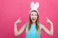 Young woman with Easter rabbit ears Royalty Free Stock Photo