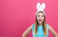 Young woman with Easter rabbit ears Royalty Free Stock Photo