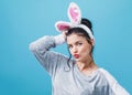 Young woman with Easter rabbit ears Royalty Free Stock Photo