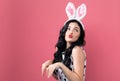 Young woman with Easter rabbit ears Royalty Free Stock Photo