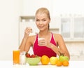Young woman eating healthy breakfast Royalty Free Stock Photo