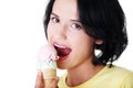 Young woman eating ice cream Royalty Free Stock Photo