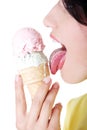 Young woman eating ice cream Royalty Free Stock Photo
