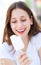 Young woman eating ice cream Royalty Free Stock Photo