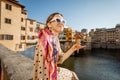 Woman with italian ice cream in Florence, Italy Royalty Free Stock Photo