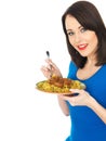 Young Woman Eating Lamb Rogan Josh Indian Curry Royalty Free Stock Photo