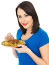 Young Woman Eating Lamb Rogan Josh Indian Curry Royalty Free Stock Photo