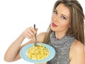Young Woman Eating Pasta Royalty Free Stock Photo