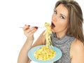 Young Woman Eating Pasta Royalty Free Stock Photo